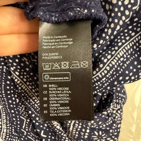 H&M (S) V Neck Romper with Pockets Navy and White - Picture 5 of 9